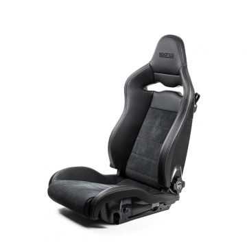 Sparco SPX Special Edition Seat - Matte Carbon Shell - Black Leather & Alcantara / Grey Stitch - Left Side