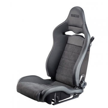 Sparco SPX Seat - Gloss Carbon Shell - Black Leather & Alcantara - Left Side