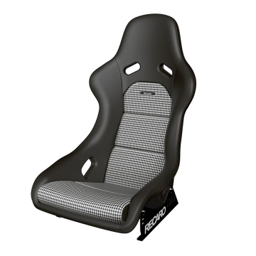 Recaro Classic Pole Position (ABE) Seat - Black Leather / Pepita Fabric Insert / White Logo