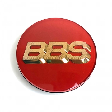 BBS Center Cap (Single) - 56mm 4 Tab - Red with Gold 3D Logo