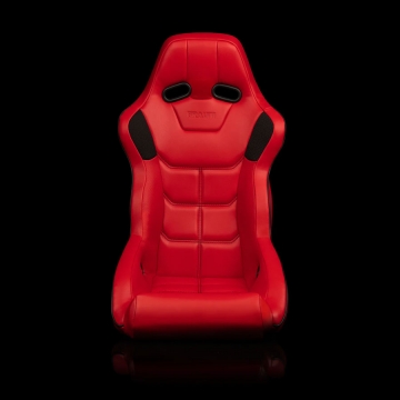 Braum Racing Falcon X Series FIA Approved Fixed Back Racing Seat (Single) - Red Leatherette / Black Stitching