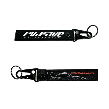 Evasive Motorsports Pull Strap Key Chain - Black / Black