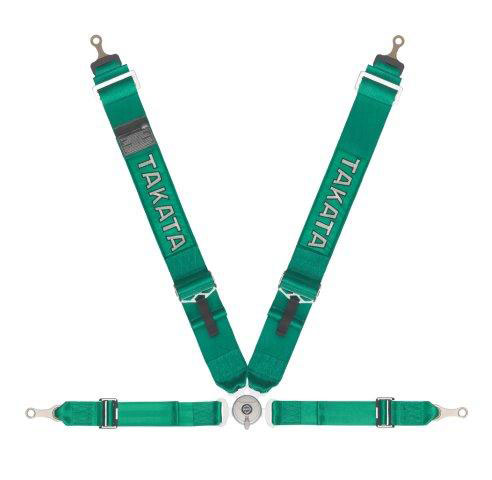 Takata Race 4 bolt Harness (4pt bolt-on, buckle on right lap belt) - Green
