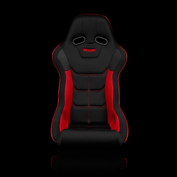 Braum Racing Falcon X Series FIA Approved Fixed Back Racing Seat (Single) - Black Polo Cloth with Red Mesh (Red Stitching / Red Piping)