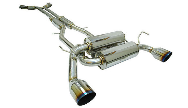 MXP Stainless Steel Exhaust System - Infiniti G37 Sedan Quad Chrome (Requires cutting bumper)