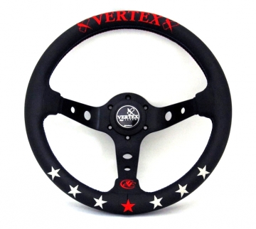 Vertex 7 Star Steering Wheel - Red / Blue (330mm / Leather)