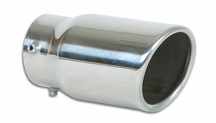 Vibrant 3 Round Stainless Steel Bolt-On Tip (Single Wall, Angle Cut)