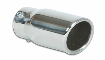 Vibrant 2.5 Round Stainless Steel Bolt-On Tip (Single Wall, Angle Cut)