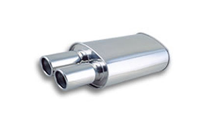 Vibrant Streetpower Oval Muffler w/ Dual 3.5 Round Angle Cut Tips (3 inlet)