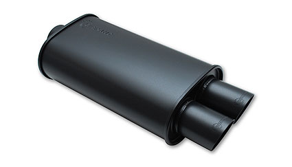 Vibrant Streetpower Flat Black Oval Muffler with Dual Tips (2.5 inlet)