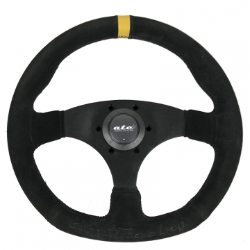 ATC Racing Steering Wheel - Flat D-Shape / 325mm (Black Suede / Yellow Top)