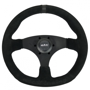 ATC Racing Steering Wheel - Flat D-Shape / 325mm (Black Suede / Black Top)