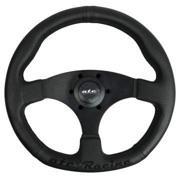 ATC Racing Steering Wheel - Flat D-Shape / 325mm (Black Leather / Black Top)