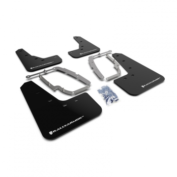 Rally Armor Urethane Mud Flaps - Tesla Model 3 17-23 (Black/White Logo)