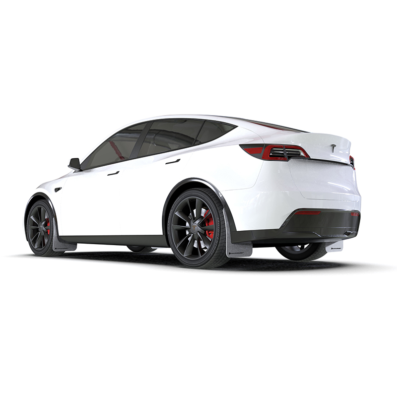 Evasive Motorsports: Rally Armor Urethane Mud Flaps - Tesla Model Y 2020+  (White/Black Logo)