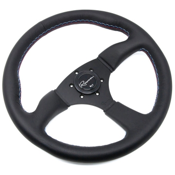 Renown 130R Motorsport Steering Wheel - 350mm / Black Spoke / Leather (Tricolor Stitch)