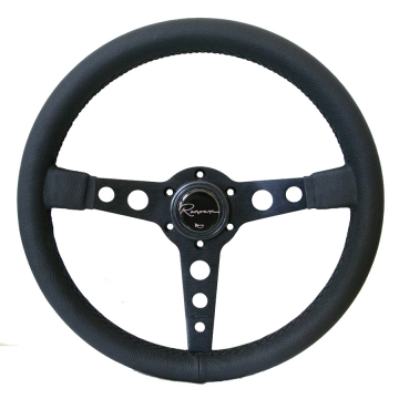 Renown Monaco Dark Steering Wheel - 350mm / Black Spoke / Leather (Black Stitch)