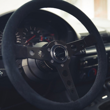 Renown Monaco Dark Steering Wheel - 350mm / Black Spoke / Alcantara Suede (Black Stitch)