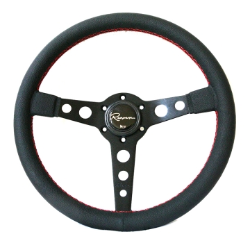 Renown Monaco Rosso Steering Wheel - 350mm / Black Spoke / Leather (Red Stitch)