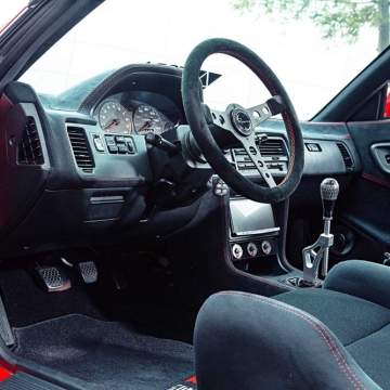 Renown Monaco Rosso Steering Wheel - 350mm / Black Spoke / Alcantara Suede (Red Stitch)