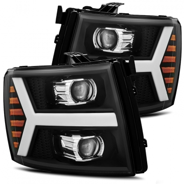 Alpharex PRO-Series Projector Headlights (Matte Black) - Chevrolet Silverado 1500HD 07-13