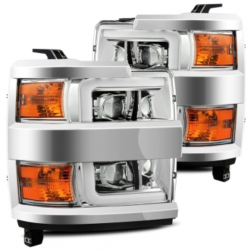 Alpharex PRO-Series Projector Headlights (Chrome w/ DRL) - Chevrolet Silverado 2500HD 15-19