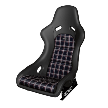 Recaro Classic Pole Position (ABE) Seat - Black Leather Bolster / Classic Checkered Fabric Insert / White Logo