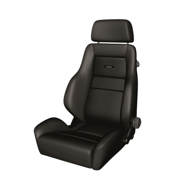 Recaro Classic LS Seat - Black Leather Bolster / Black Leather Insert / White Logo