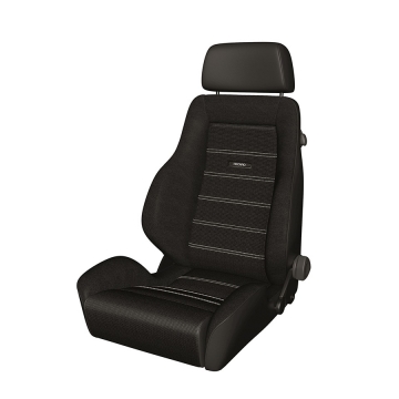 Recaro Classic LS Seat - Black Leather Bolster / Classic Corduroy Insert / White Logo