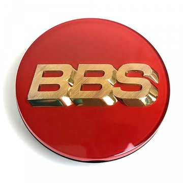 BBS Center Cap (Single) - 70mm 4 Tab Ring Clip - Red with Gold 3D Logo