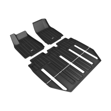 3D Mats Floor Mats (Elitect All-Weather Black / 4 Piece Set) - Tesla Model X (Folding 7-Seat) 17-21