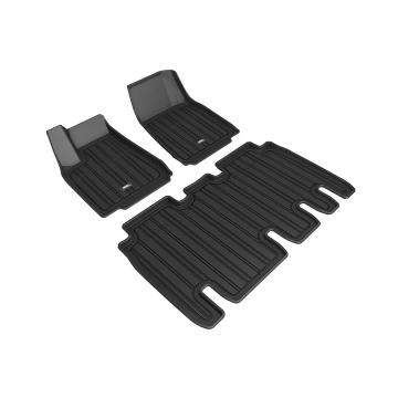 3D Mats Floor Mats (Elitect All-Weather Black / 3 Piece Set) - Tesla Model X (5-Seat) 16-21