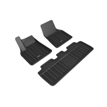 3D Mats Floor Mats (Elitect All-Weather Black / 3 Piece Set) - Tesla Model Y 21-22
