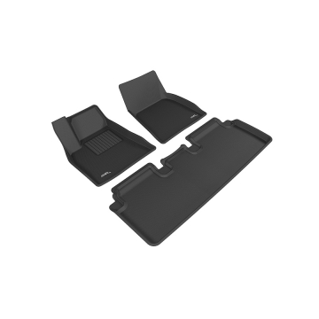 3D Mats Floor Mats (Kagu All-Weather Black / 3 Piece Set) - Tesla Model S 12-14