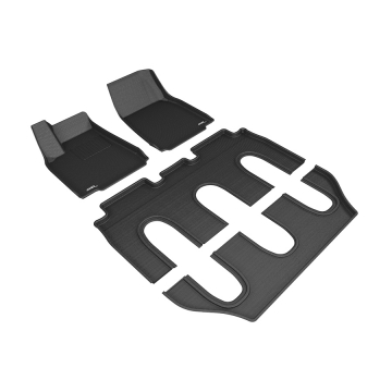 3D Mats Floor Mats (Kagu All-Weather Black / 4 Piece Set) - Tesla Model X (Non-Folding 7-Seat) 16-17
