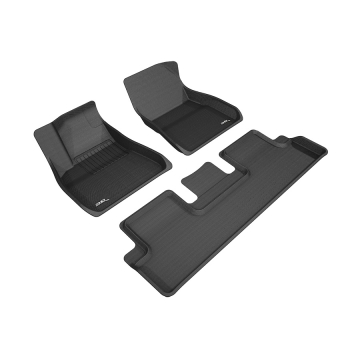 3D Mats Floor Mats (Kagu All-Weather Black / 3 Piece Set) - Tesla Model 3 18-19