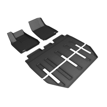 3D Mats Floor Mats (Kagu All-Weather Black / 4 Piece Set) - Tesla Model X (Folding 7-Seat) 17-21