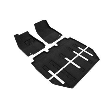 3D Mats Floor Mats (Elegant Carpet Black / 4 Piece Set) - Tesla Model X (Folding 7-Seat) 17-21