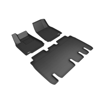 3D Mats Floor Mats (Kagu All-Weather Black / 3 Piece Set) - Tesla Model X (5-Seat) 16-21