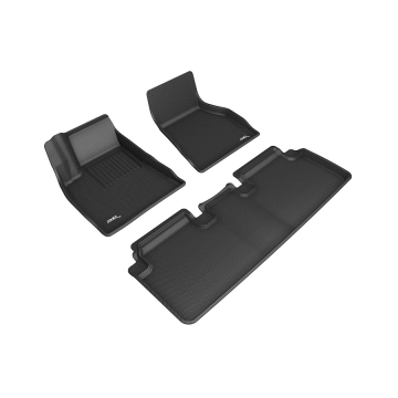 3D Mats Floor Mats (Kagu All-Weather Black / 3 Piece Set) - Tesla Model S 15-21