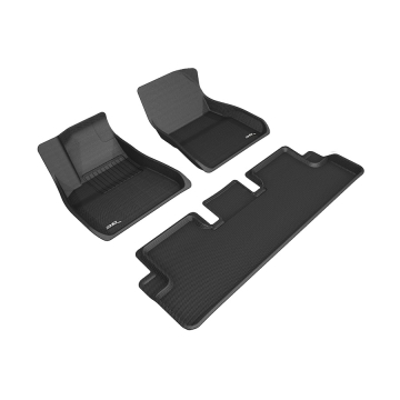 3D Mats Floor Mats (Kagu All-Weather Black / 3 Piece Set) - Tesla Model 3 20-21