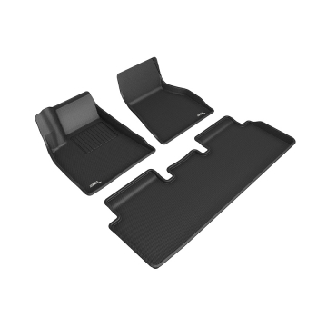 3D Mats Floor Mats (Kagu All-Weather Black / 3 Piece Set) - Tesla Model S 20-21