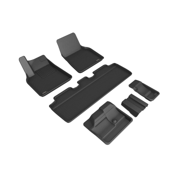 3D Mats Floor Mats (Kagu All-Weather Black / 6 Piece Set) - Tesla Model Y 21-22
