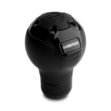 Momo Nero Shift Knob (Tall, no Lockout) - Black Leather / Black Chrome