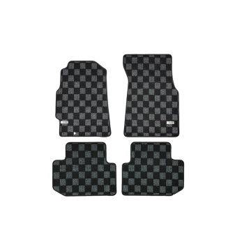 Phase 2 Motortrend Checkered Race Floor Mats (Dark Grey / Front and Rear) - Acura Integra Coupe 94-01