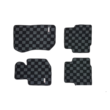 Phase 2 Motortrend Checkered Race Floor Mats (Dark Grey / Front and Rear) - BMW 3 Series (E36 Coupe / Sedan) 95-99