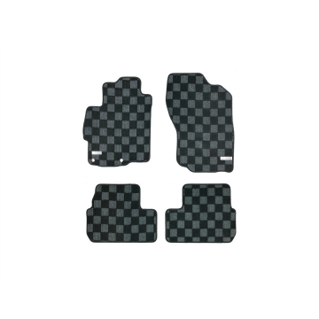 Phase 2 Motortrend Checkered Race Floor Mats (Dark Grey / Front and Rear) - Mitsubishi Lancer Evolution X 08-16