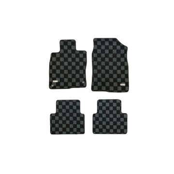 Phase 2 Motortrend Checkered Race Floor Mats (Dark Grey / Front and Rear) - Honda Civic 10th GEN (Hatch, Coupe, Sedan including Type R) 16-21