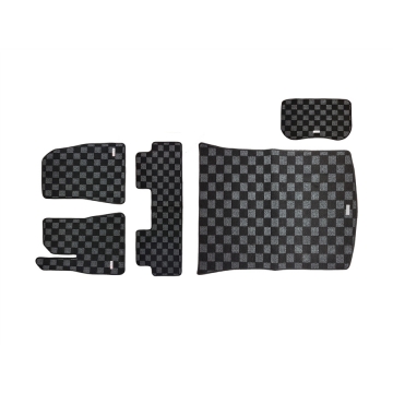 Phase 2 Motortrend Checkered Race Floor Mats (Dark Grey / Complete Set) - Tesla Model 3 17-19