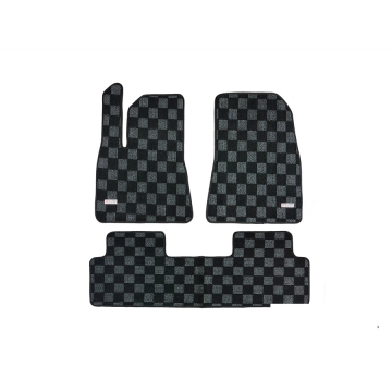 Phase 2 Motortrend Checkered Race Floor Mats (Dark Grey / Front and Rear) - Tesla Model 3 17-23